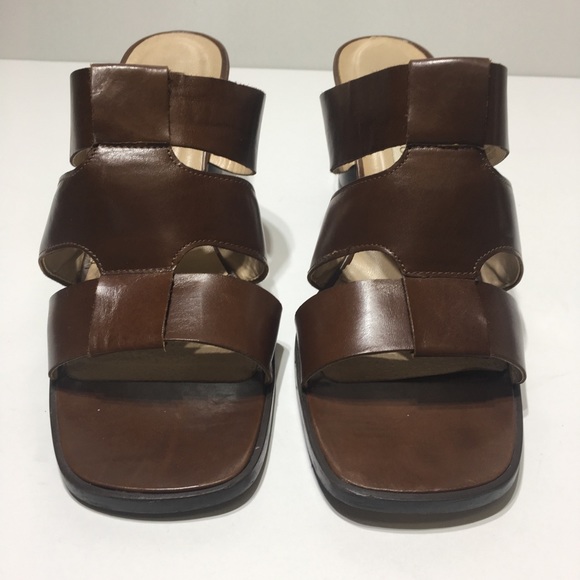 Enzo Angiolini Brown Leather Sandals with Heels 10 - Picture 2 of 8